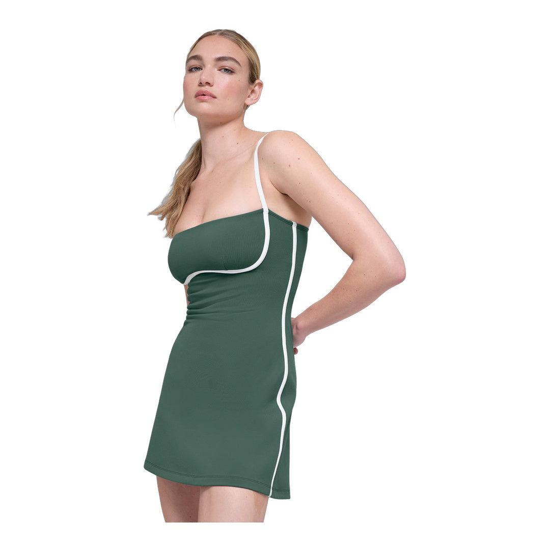 alo Airbrush Streamlined Dress - Clover Green/White