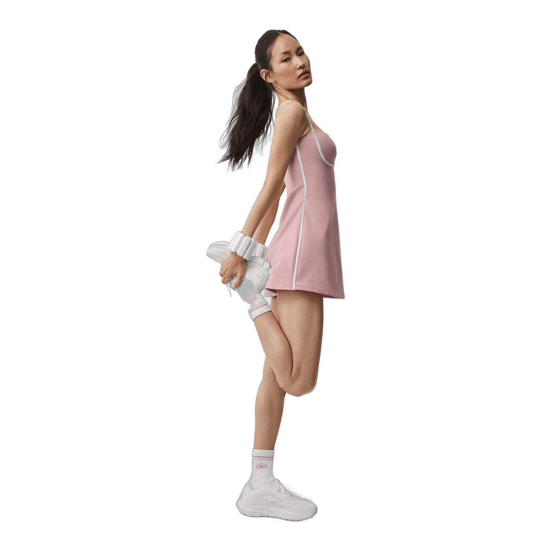 alo Airbrush Streamlined Dress - Vintage Pink/White