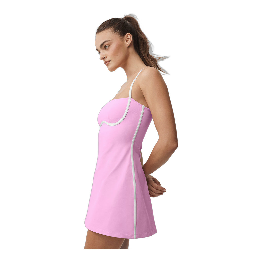 alo Airbrush Streamlined Dress - Candy Heart Pink/White