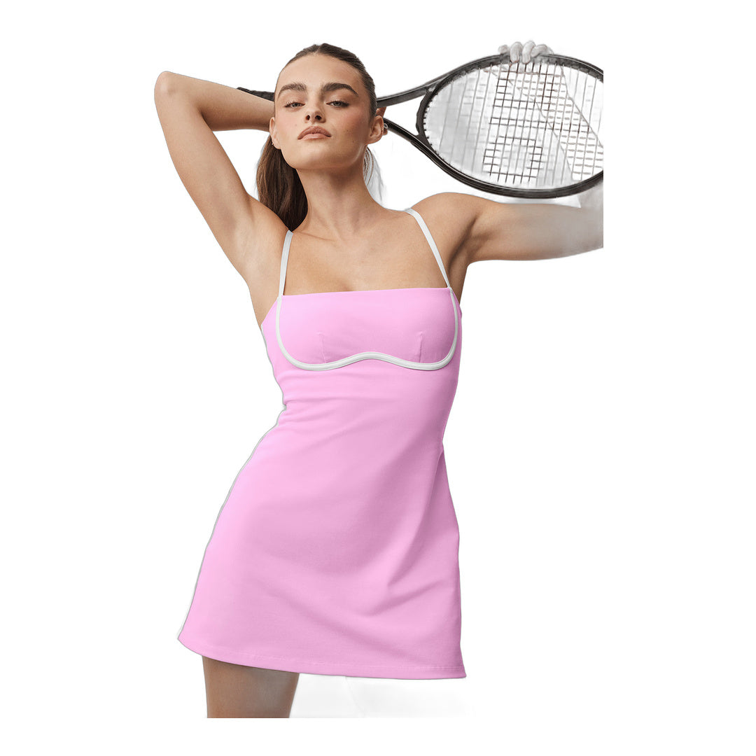 alo Airbrush Streamlined Dress - Candy Heart Pink/White