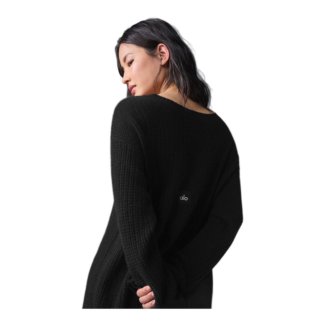 alo Cashmere Plush Waffle Dress - Black