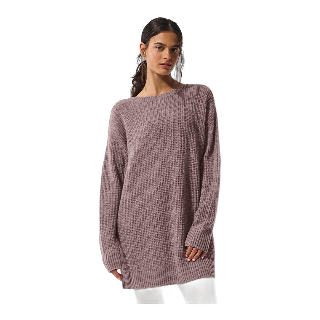 alo Cashmere Plush Waffle Dress - Mushroom Heather