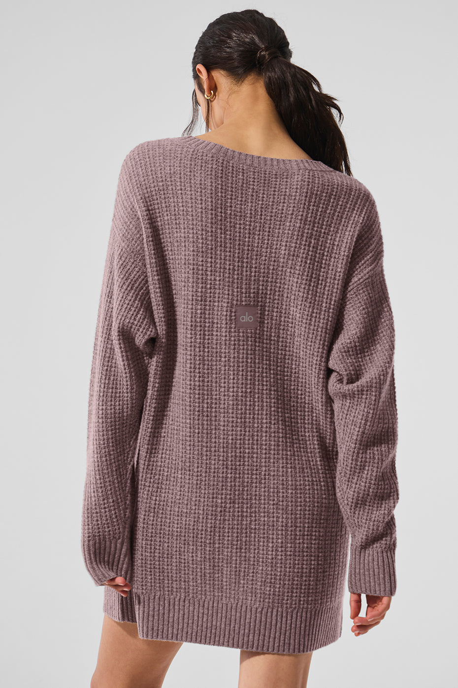 alo Cashmere Plush Waffle Dress - Mushroom Heather