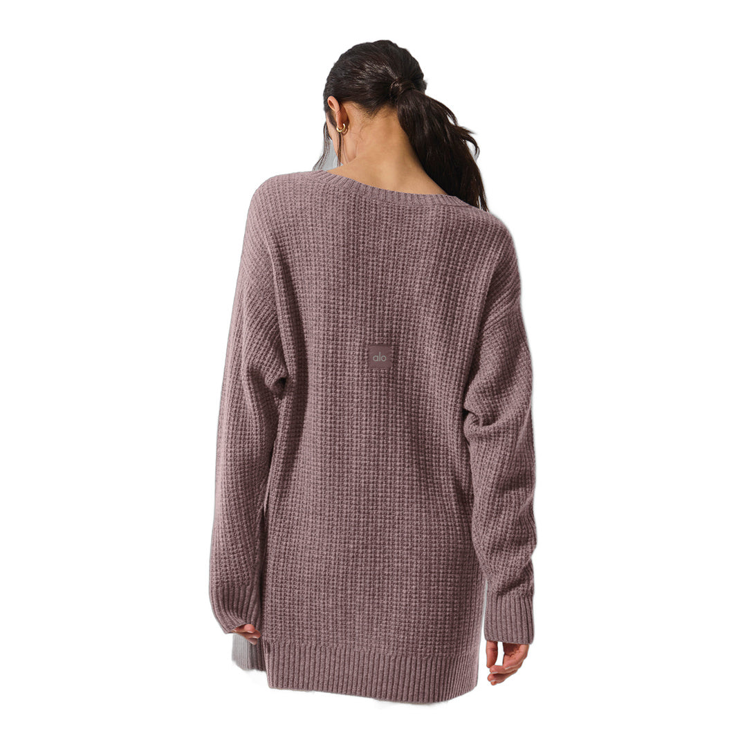 alo Cashmere Plush Waffle Dress - Mushroom Heather