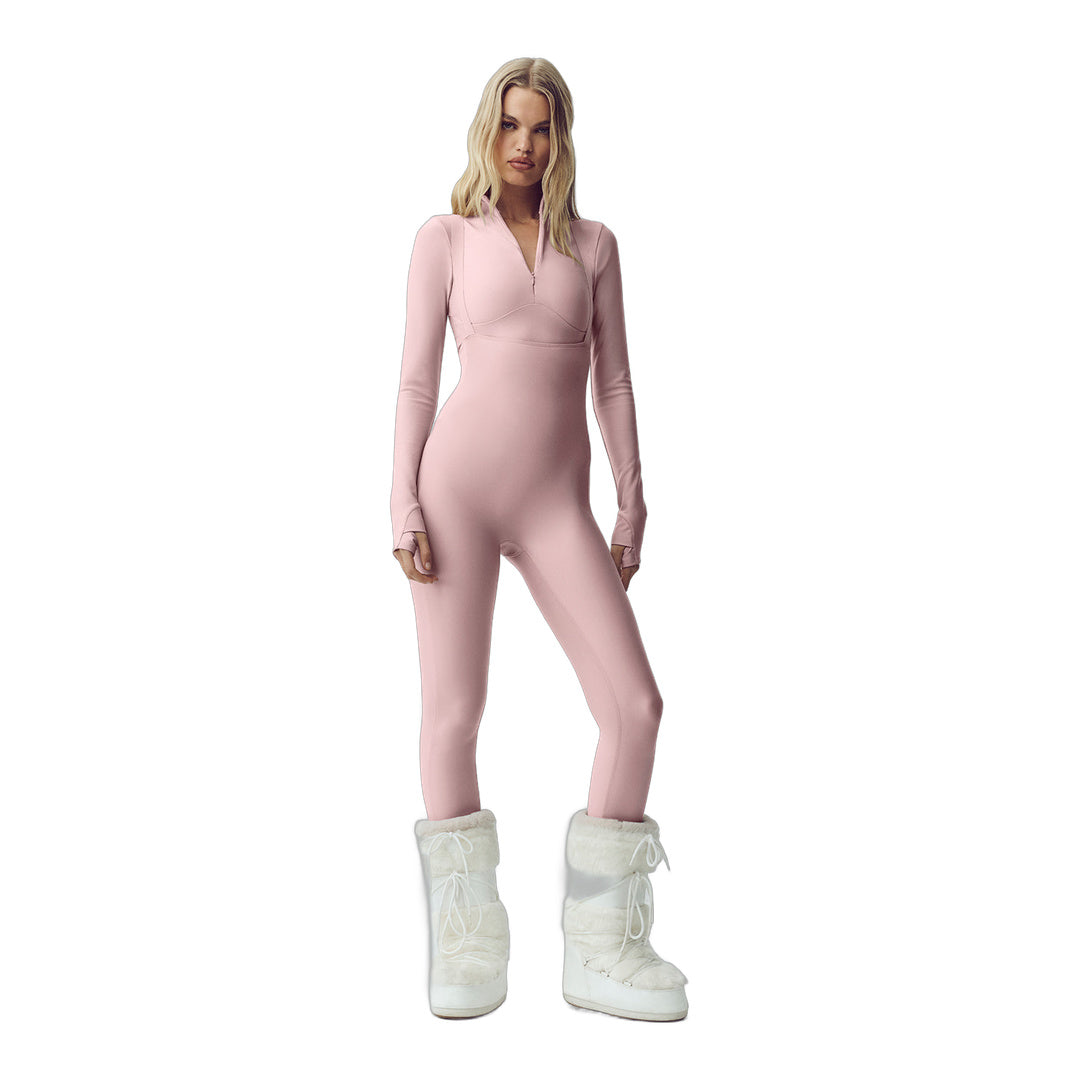 alo Airlift Winter Warm Ski Time Bib - Pink Champagne