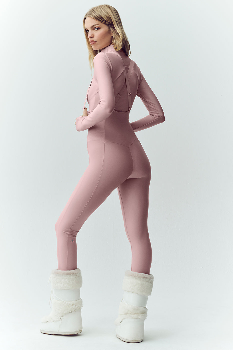 alo Airlift Winter Warm Ski Time Bib - Pink Champagne