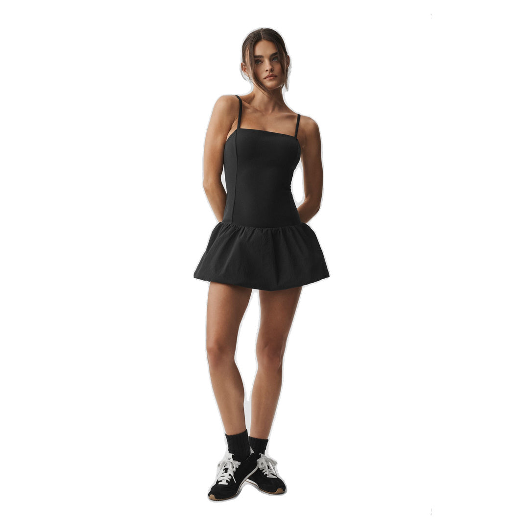 ALO Airbrush Love Match Tennis Dress - Black