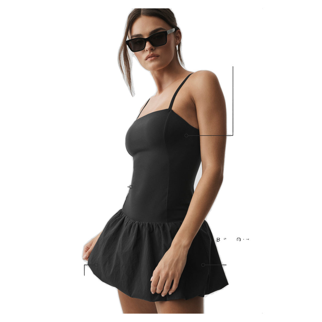 ALO Airbrush Love Match Tennis Dress - Black