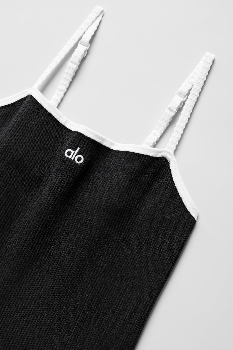 alo Ribbed Sweater Knit Highline Dress - Black/White
