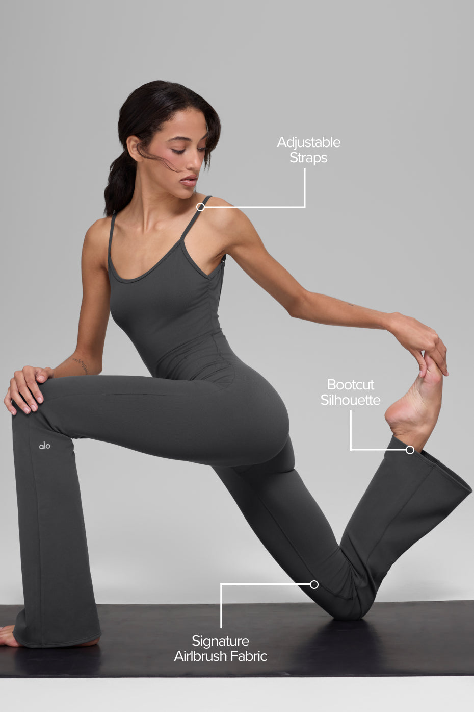 alo Airbrush Bootcut One And Done Onesie - Anthracite