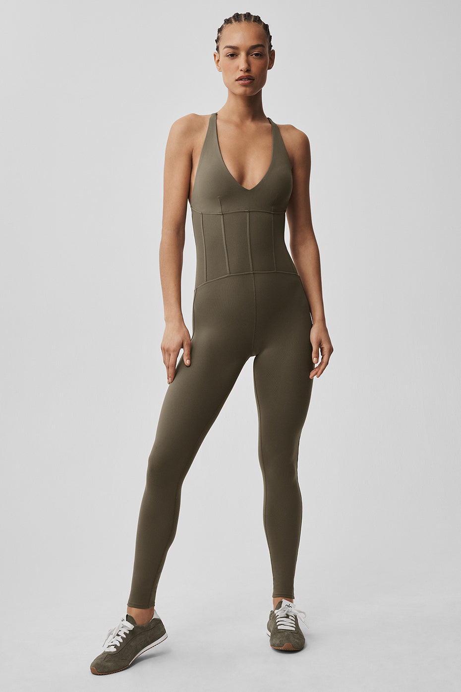 alo Airbrush Sparks Fly Corset Onesie - Olive Tree