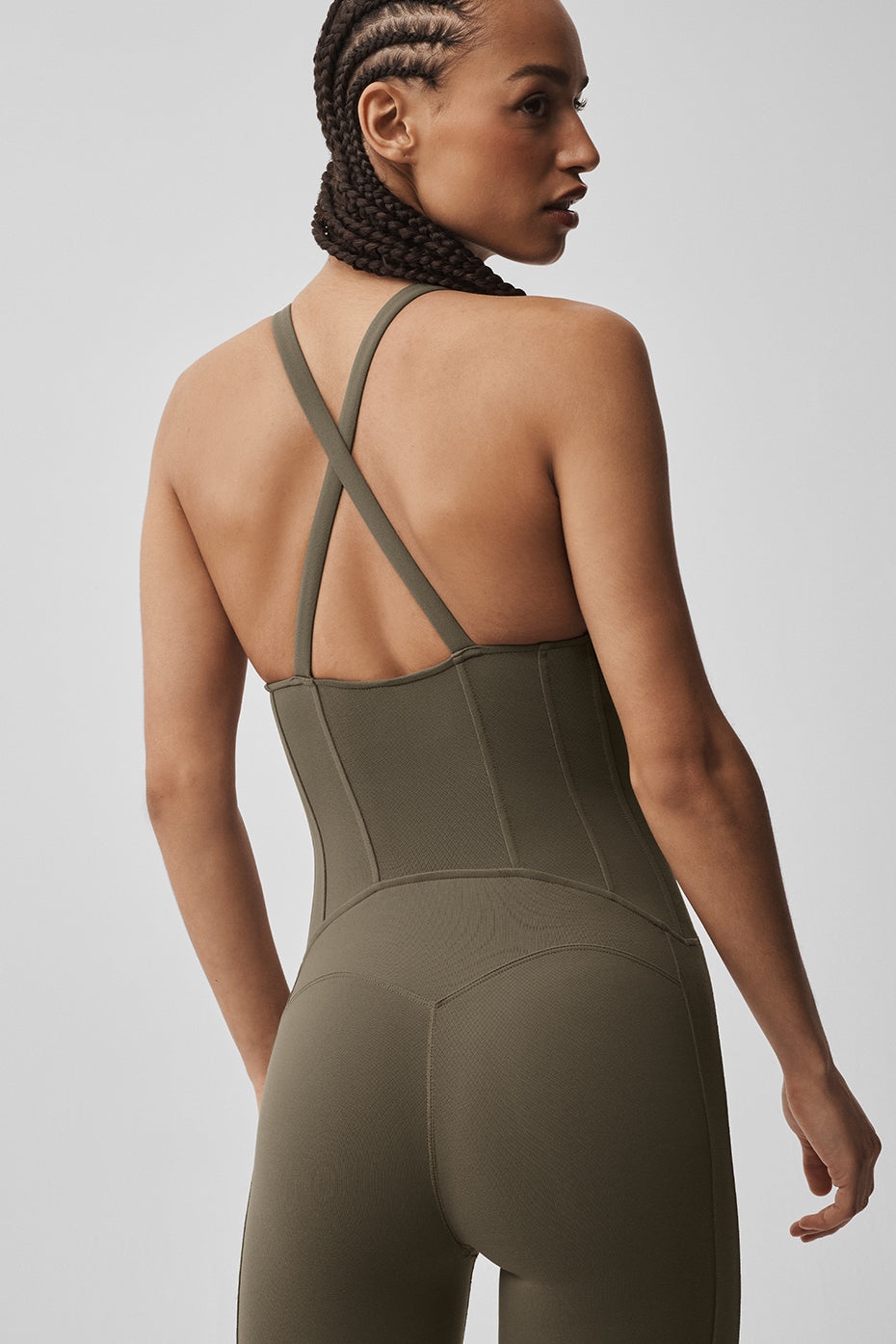 alo Airbrush Sparks Fly Corset Onesie - Olive Tree