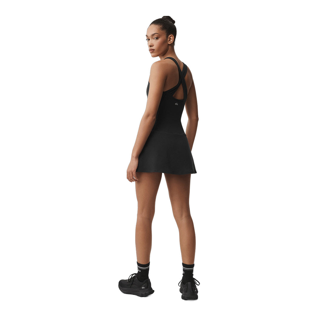 alo Airbrush Sparks Fly Corset Tennis Dress - Black