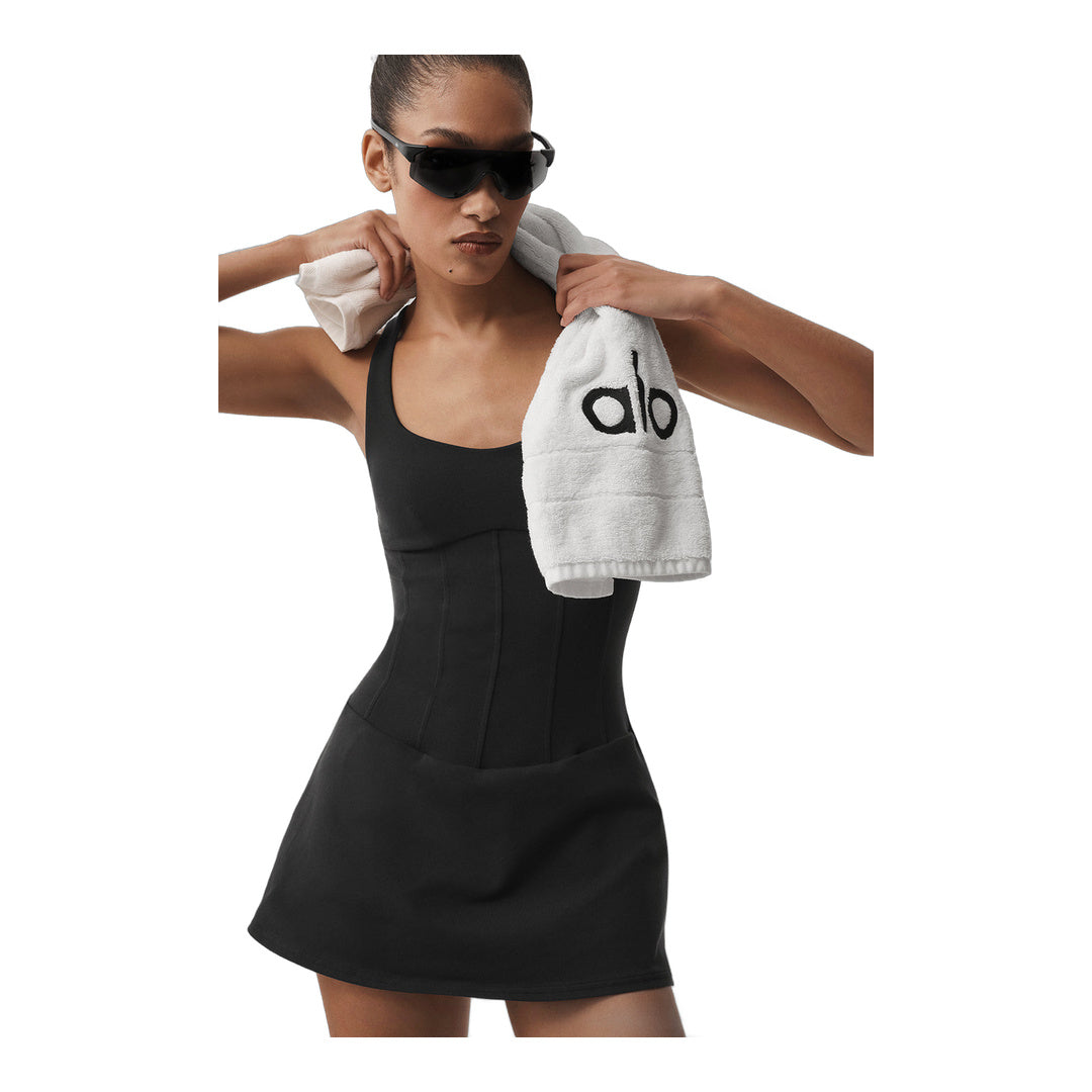 alo Airbrush Sparks Fly Corset Tennis Dress - Black