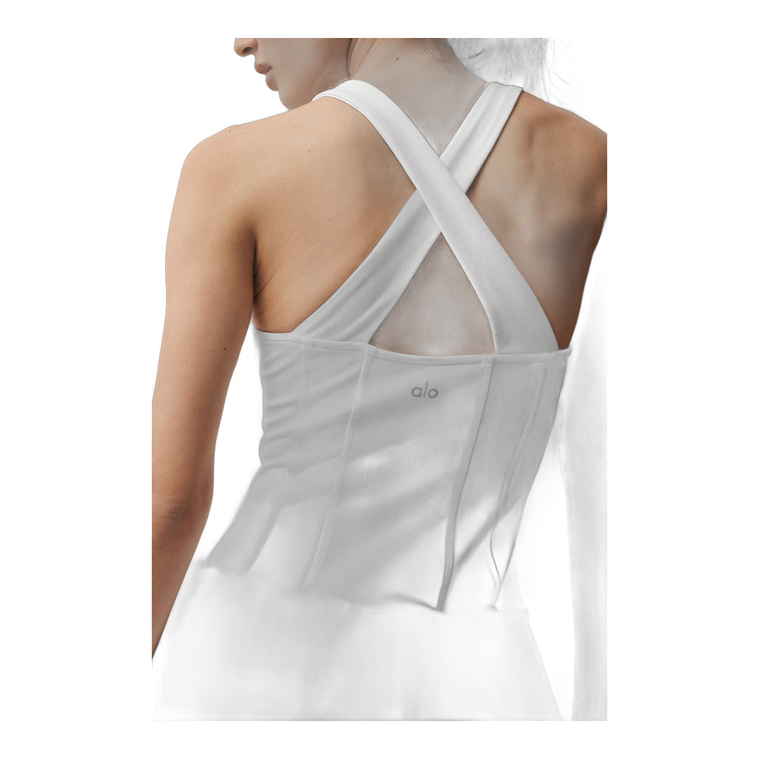 alo Airbrush Sparks Fly Corset Tennis Dress - White