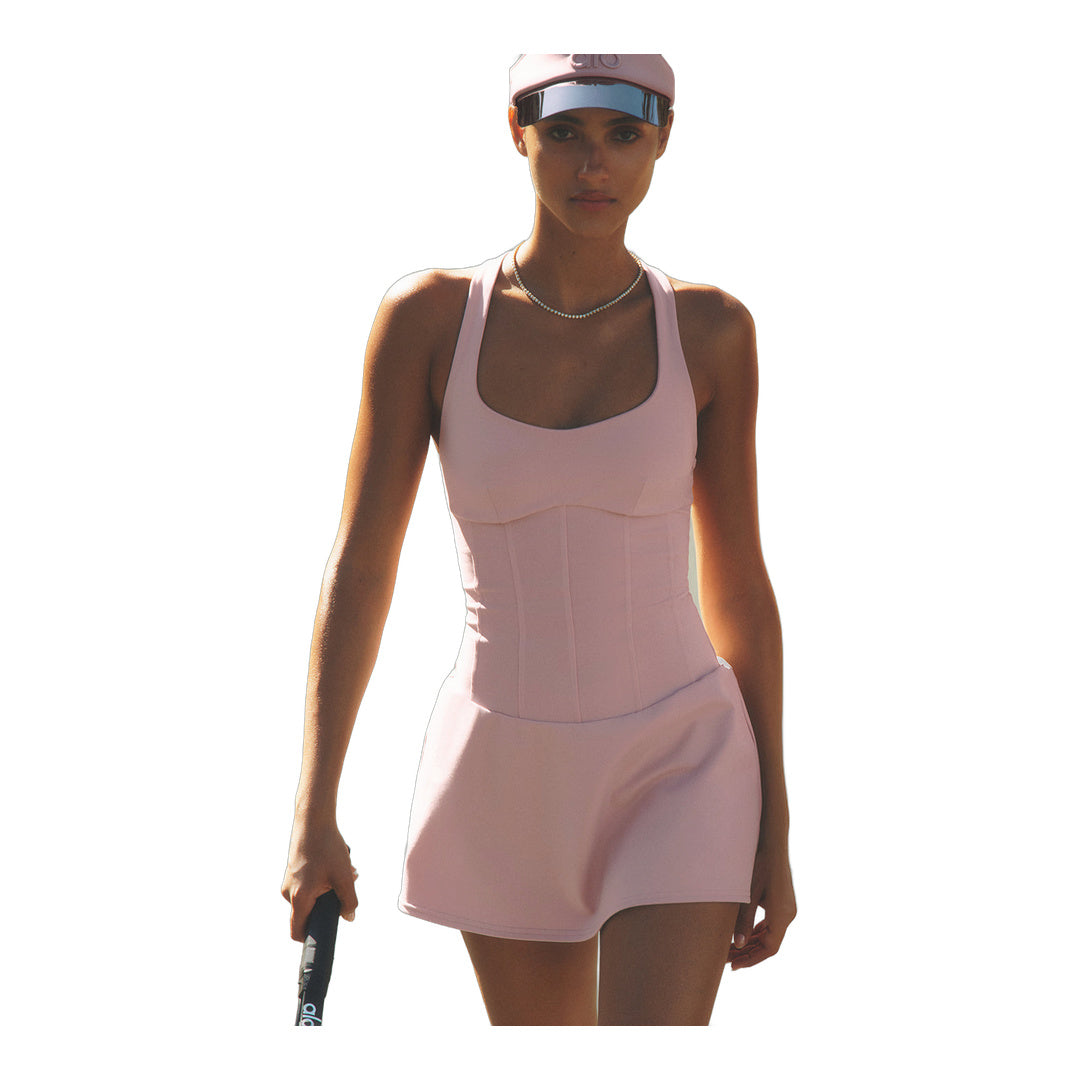alo Airbrush Sparks Fly Corset Tennis Dress - Vintage Pink