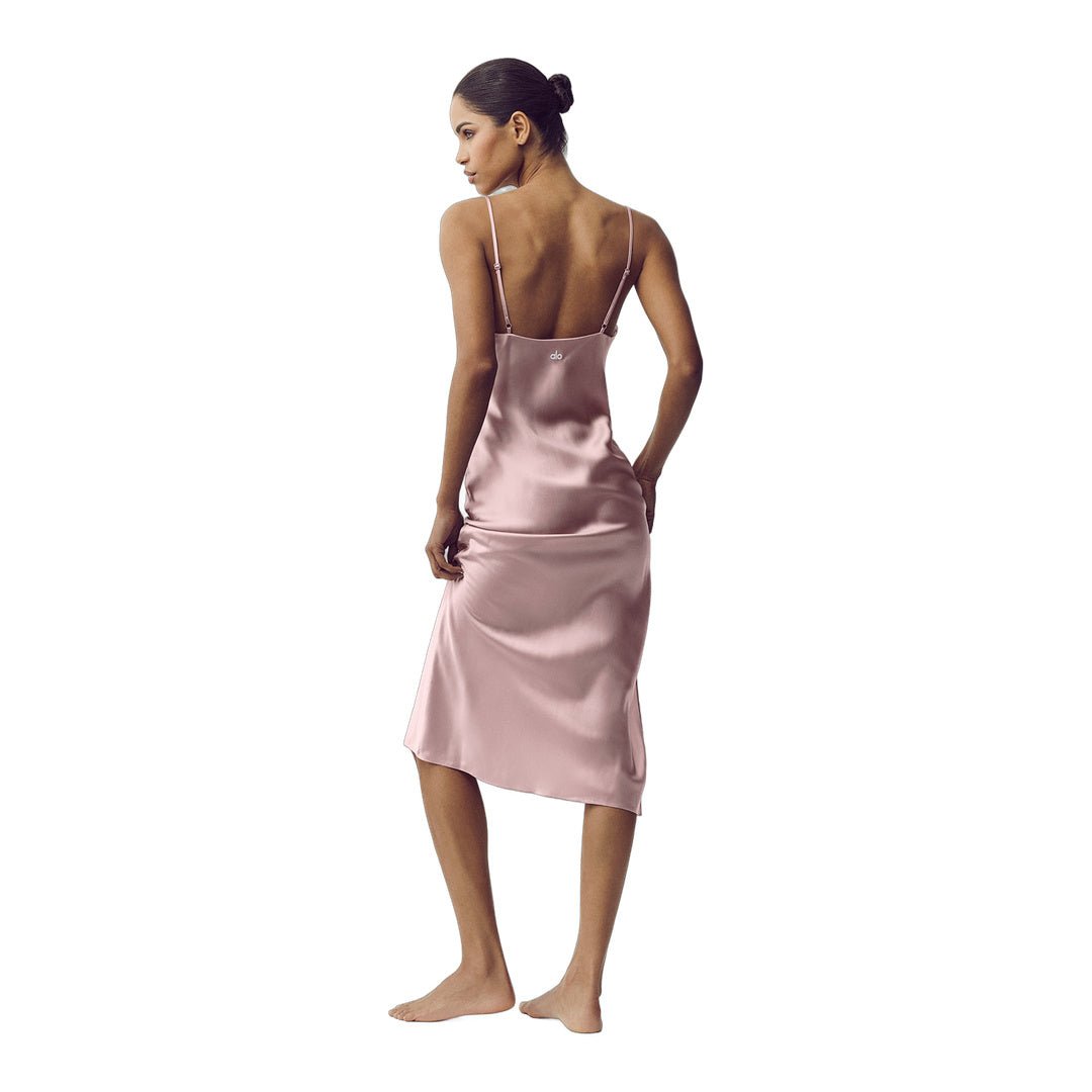 alo Silk Luminous Slip Dress - Pink Champagne
