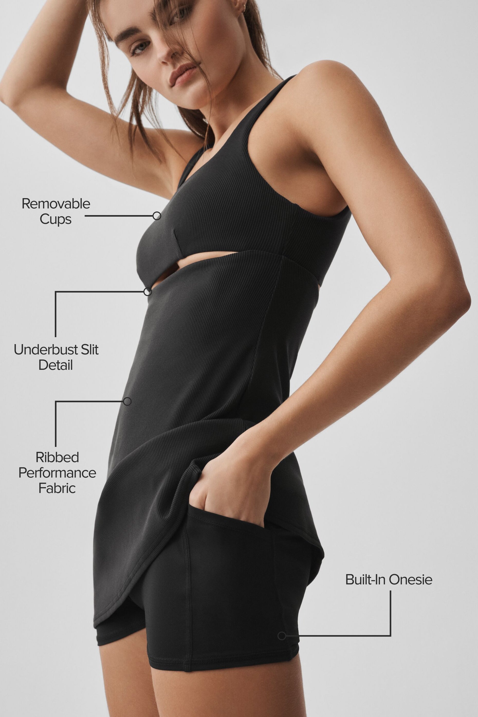 alo Slice Tennis Dress - Black