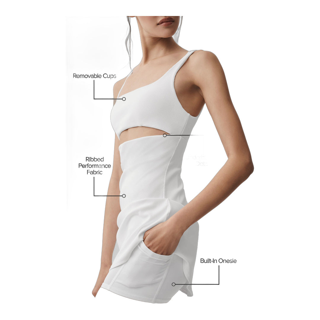 alo Slice Tennis Dress - White