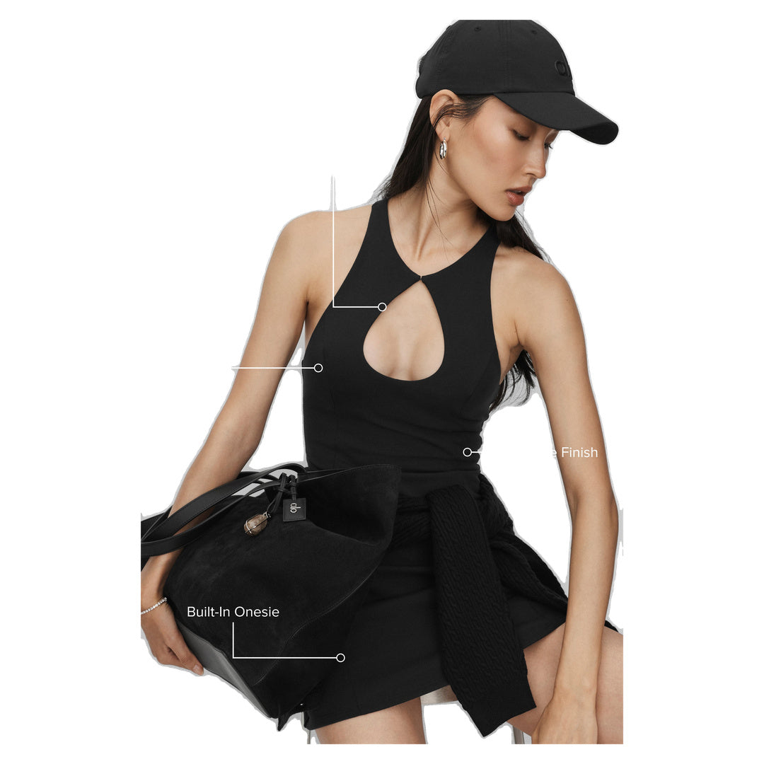 ALO Airbrush Lock In Tennis Dress - Black