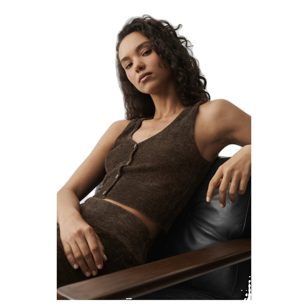 ALO Micro Chenille Button Down Tank - Espresso