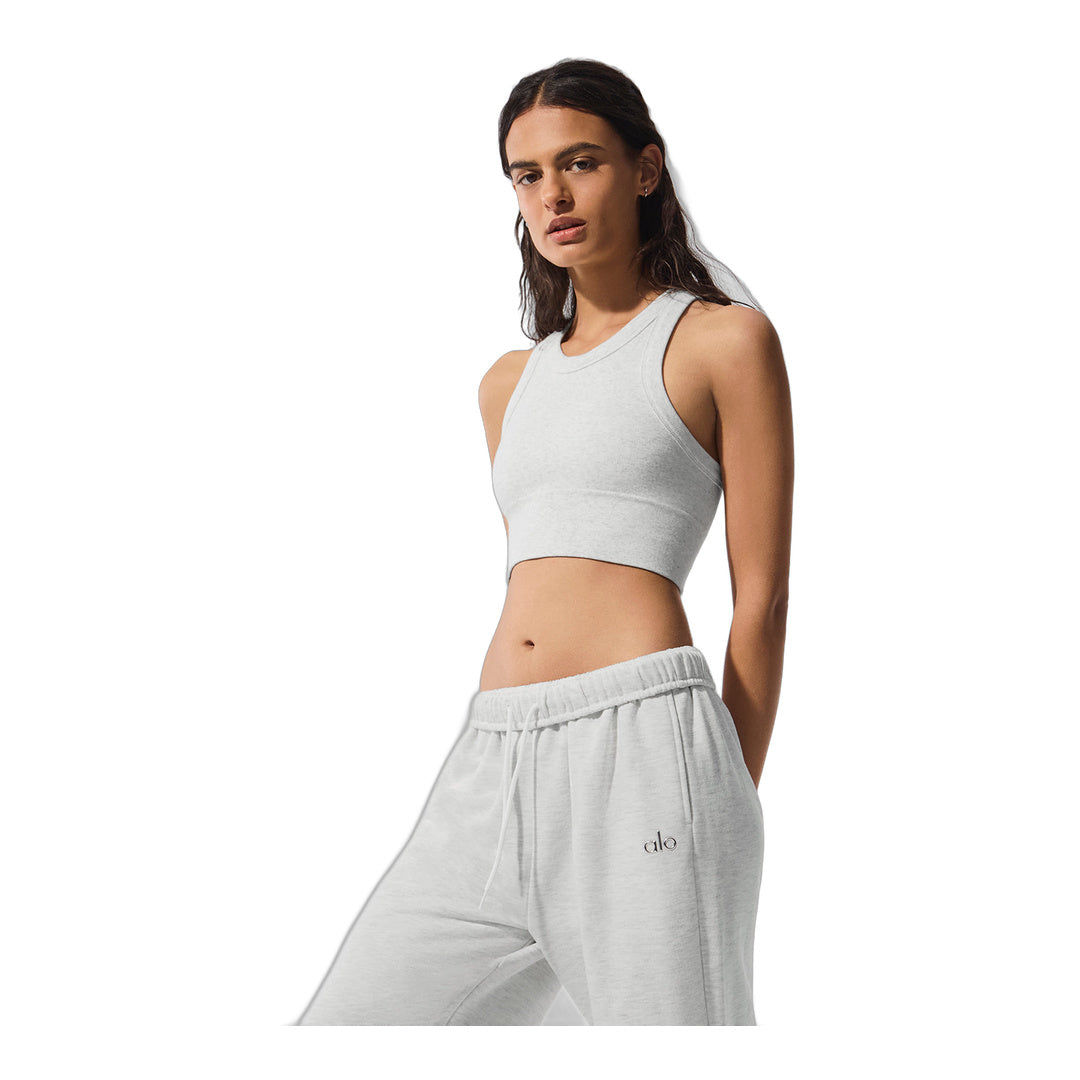 alo Seamless Delight High Neck Bra - White Heather