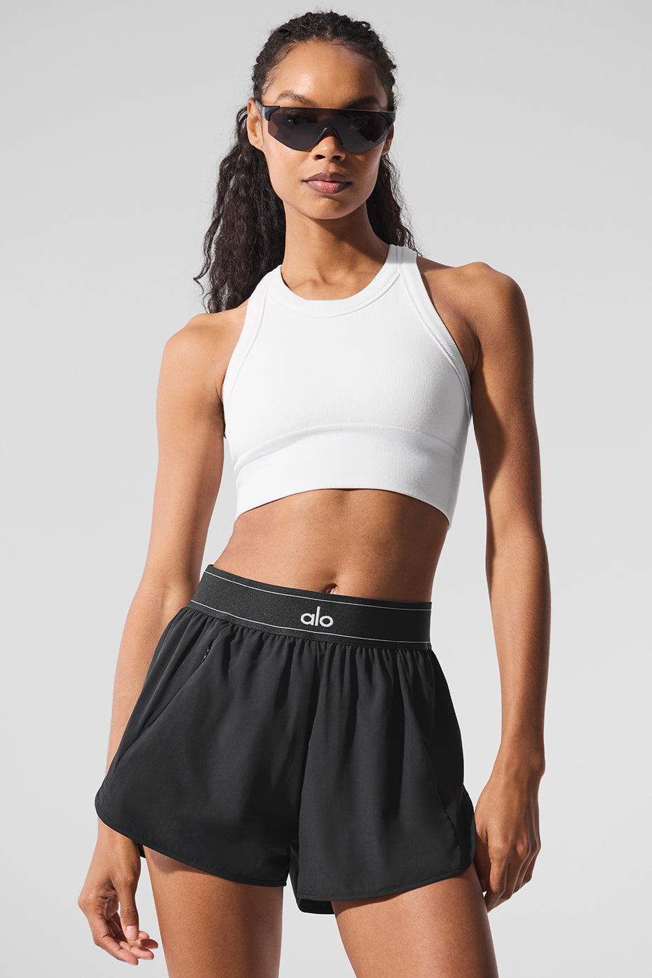alo Seamless Delight High Neck Bra - White