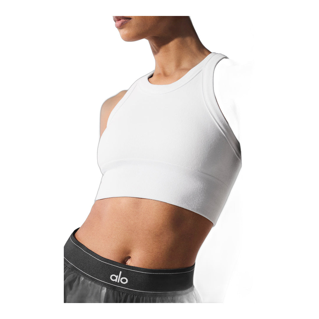 alo Seamless Delight High Neck Bra - White