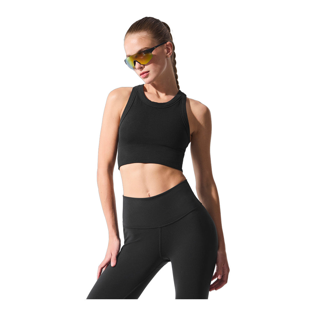 alo Seamless Delight High Neck Bra - Black