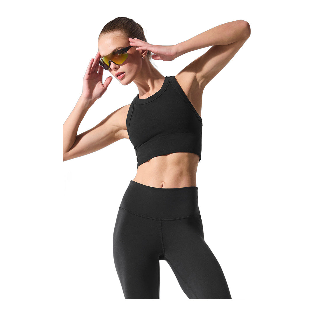 alo Seamless Delight High Neck Bra - Black