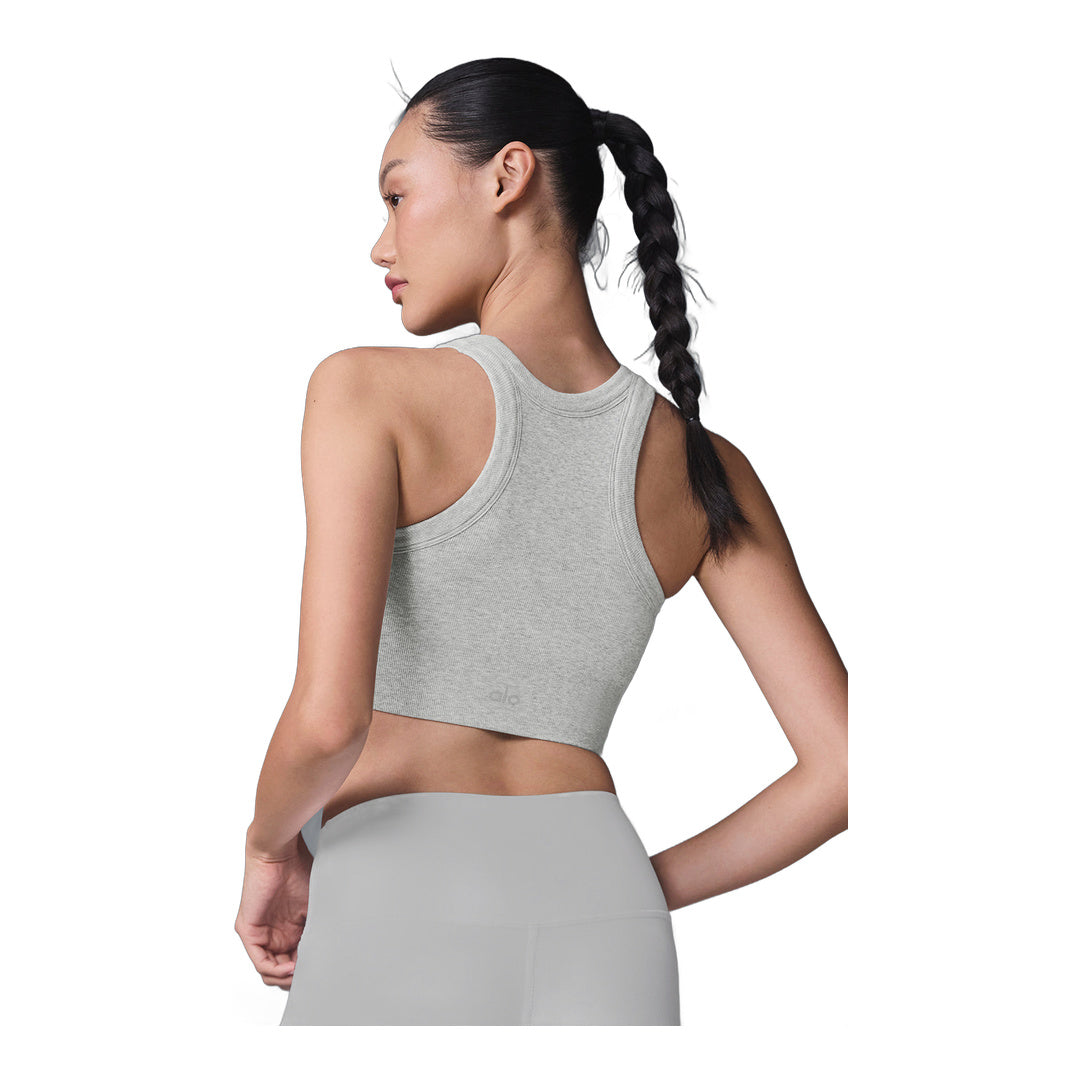 alo Seamless Delight High Neck Bra - Athletic Heather Grey