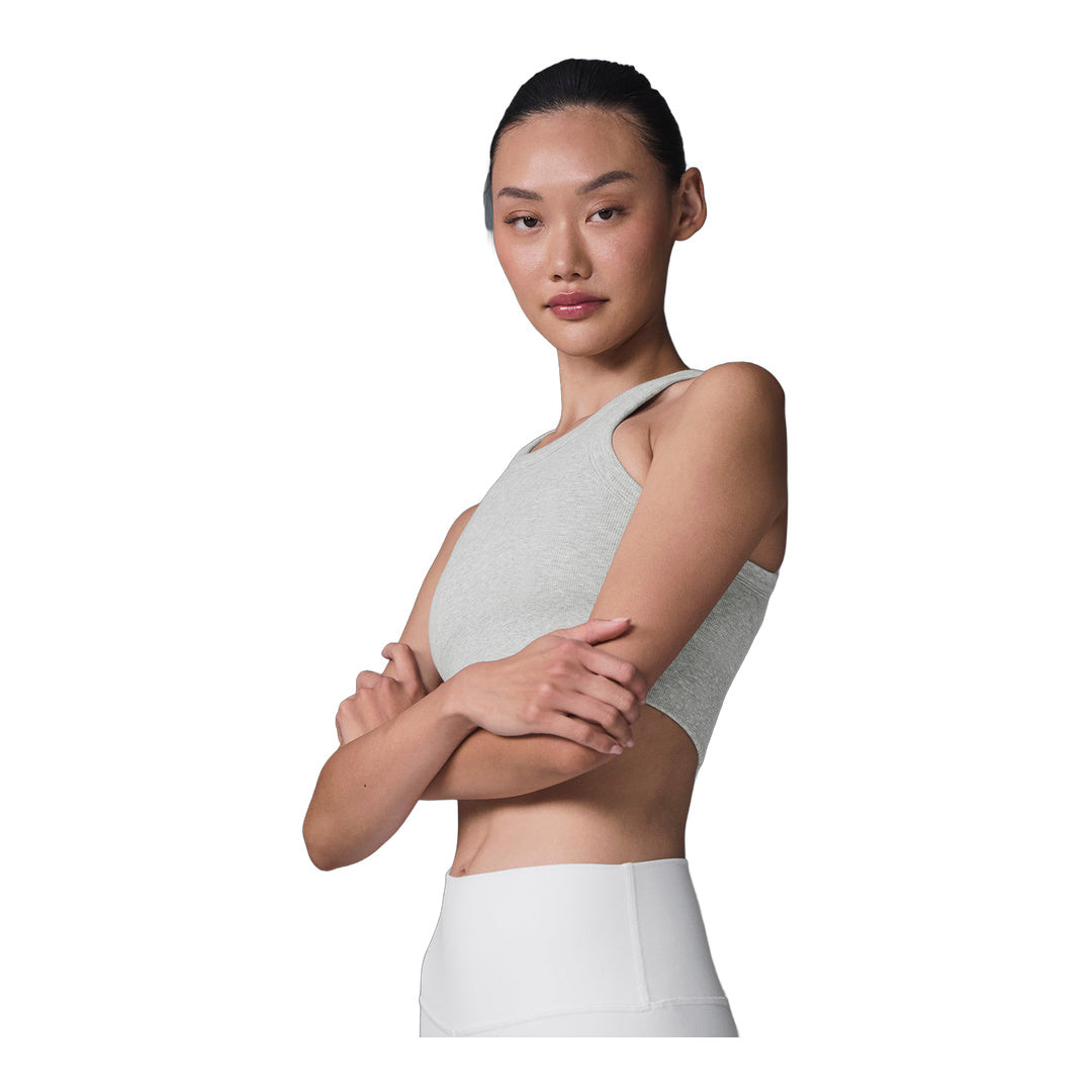 alo Seamless Delight High Neck Bra - Athletic Heather Grey