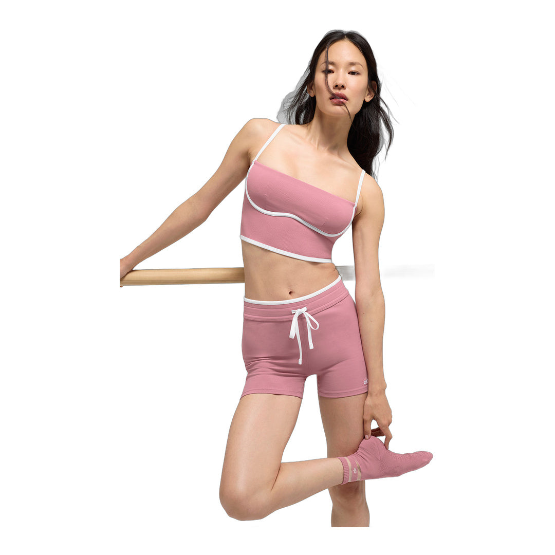 alo Airbrush Streamlined Bra Tank - Pink Wild Rose/White