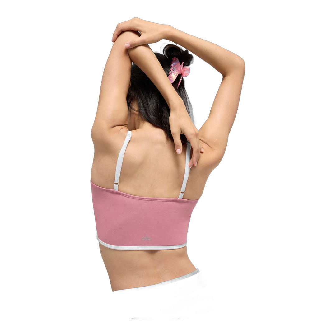alo Airbrush Streamlined Bra Tank - Pink Wild Rose/White