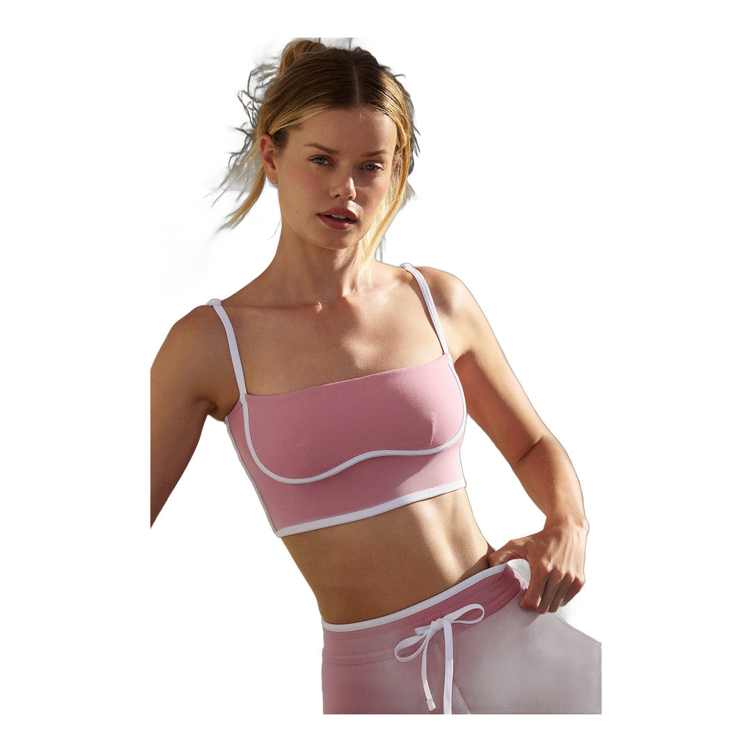 alo Airbrush Streamlined Bra Tank - Pink Wild Rose/White