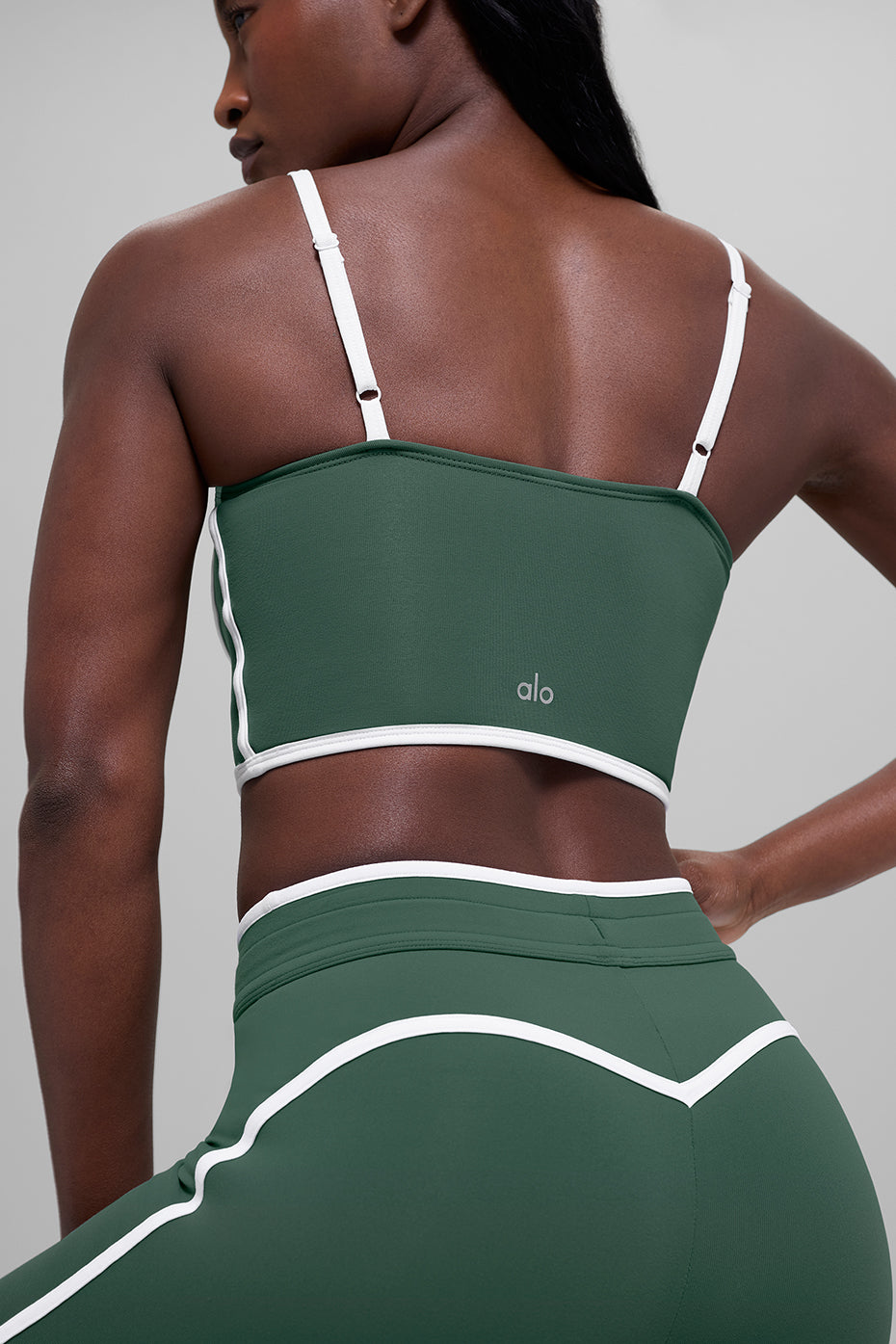 alo Airbrush Streamlined Bra Tank - Clover Green/White