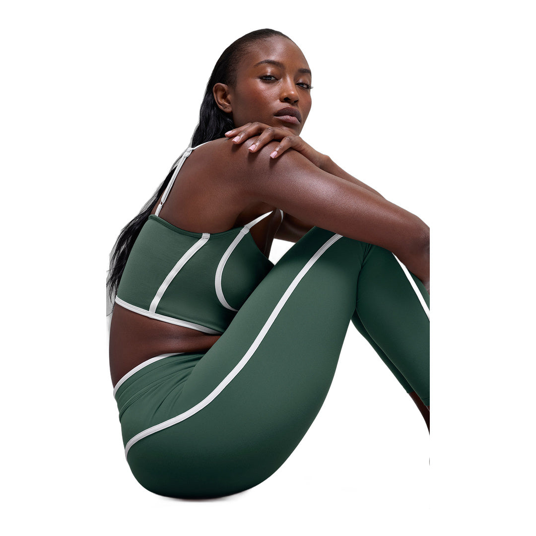 alo Airbrush Streamlined Bra Tank - Clover Green/White