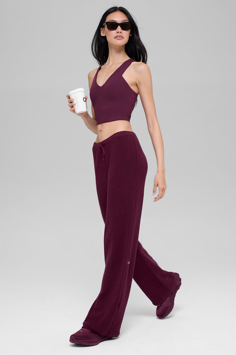 alo Airbrush Real Bra Tank - Burgundy