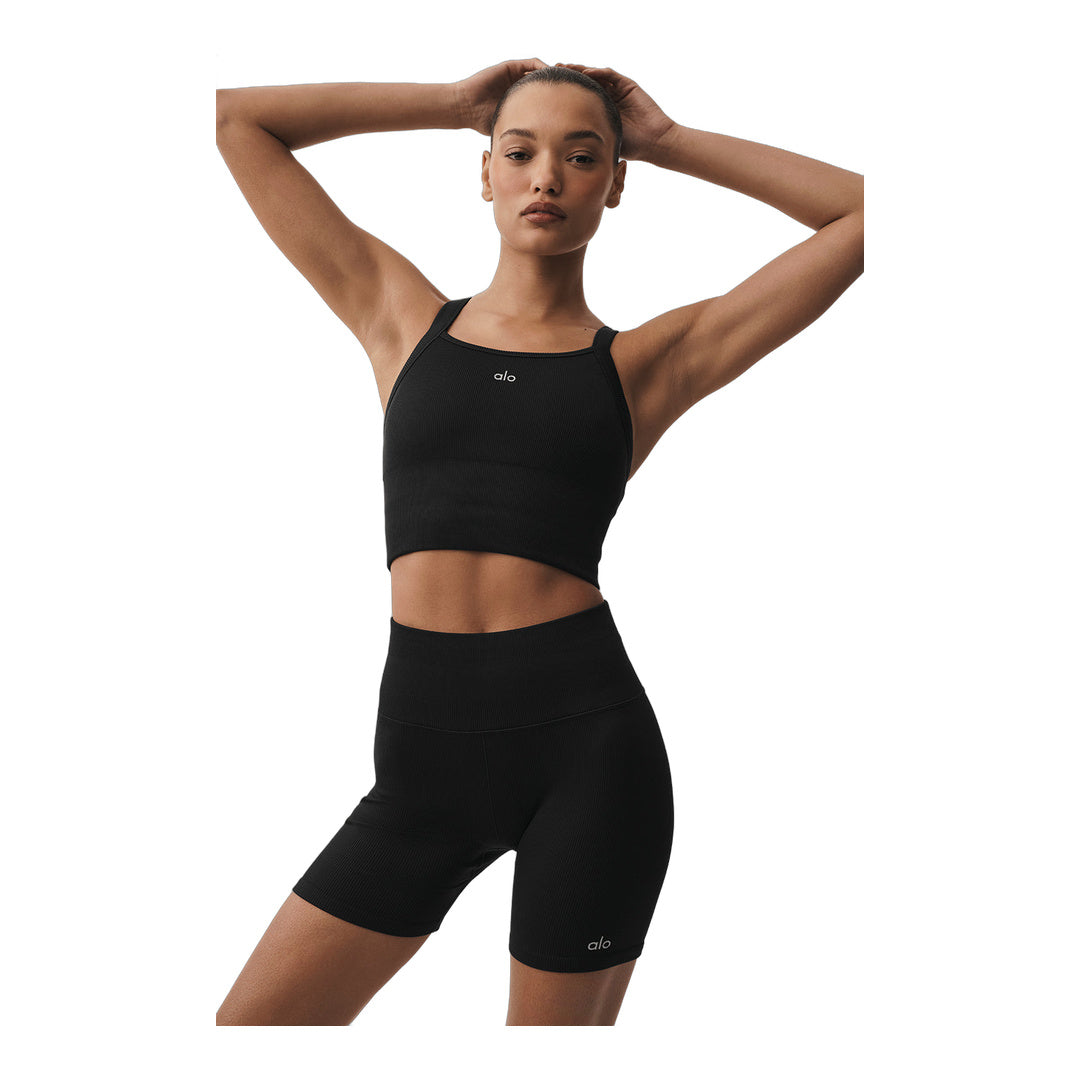 alo Seamless Ribbed Favorite Bra Tank - Black