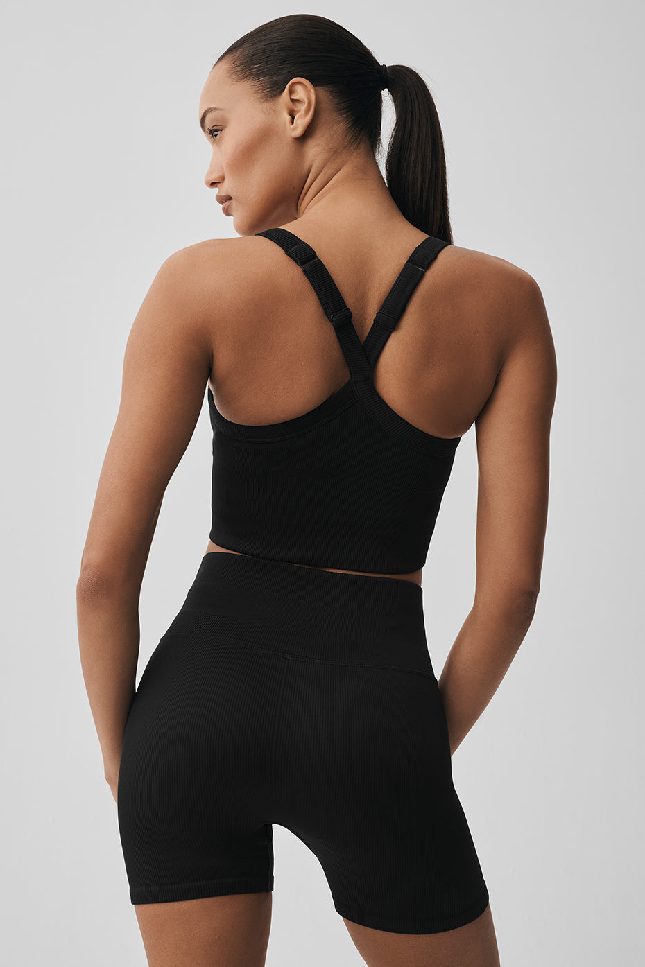 alo Seamless Ribbed Favorite Bra Tank - Black