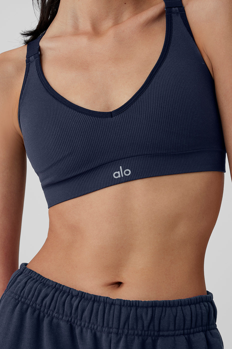 alo Seamless Ribbed Favorite Bra - Navy