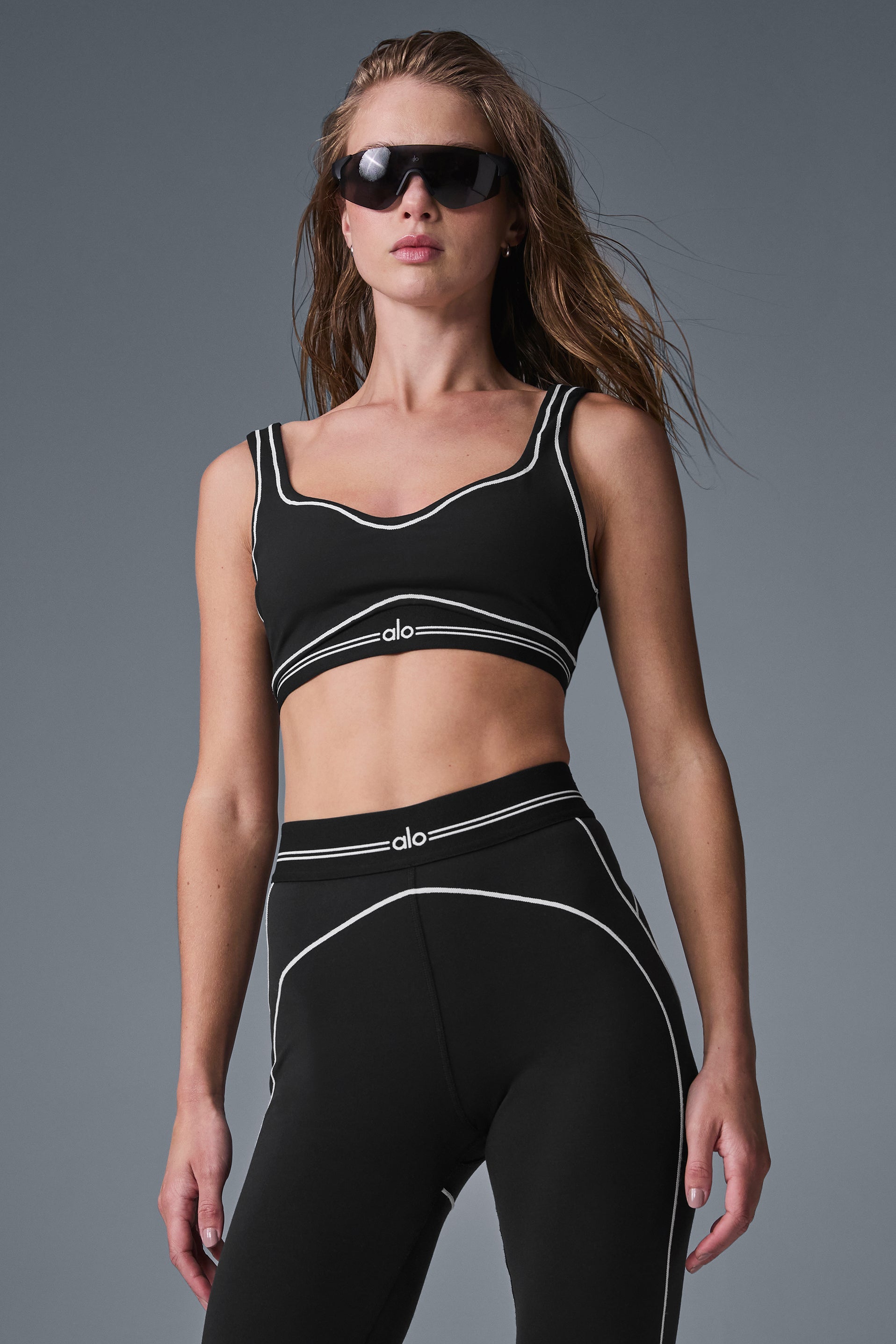 alo Airbrush Heart Throb Bra - Black/White