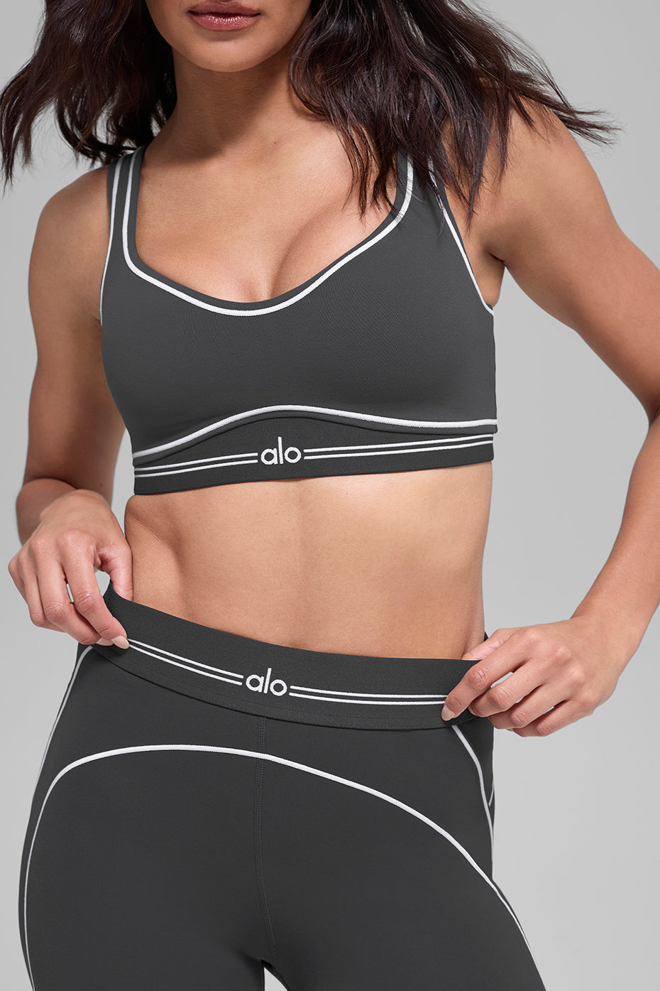 alo Airbrush Heart Throb Bra - Anthracite/White
