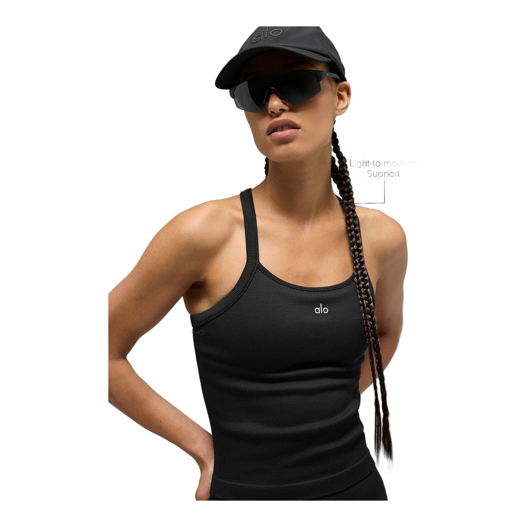 alo Seamless Ribbed Favorite Full Length Bra Tank - Black