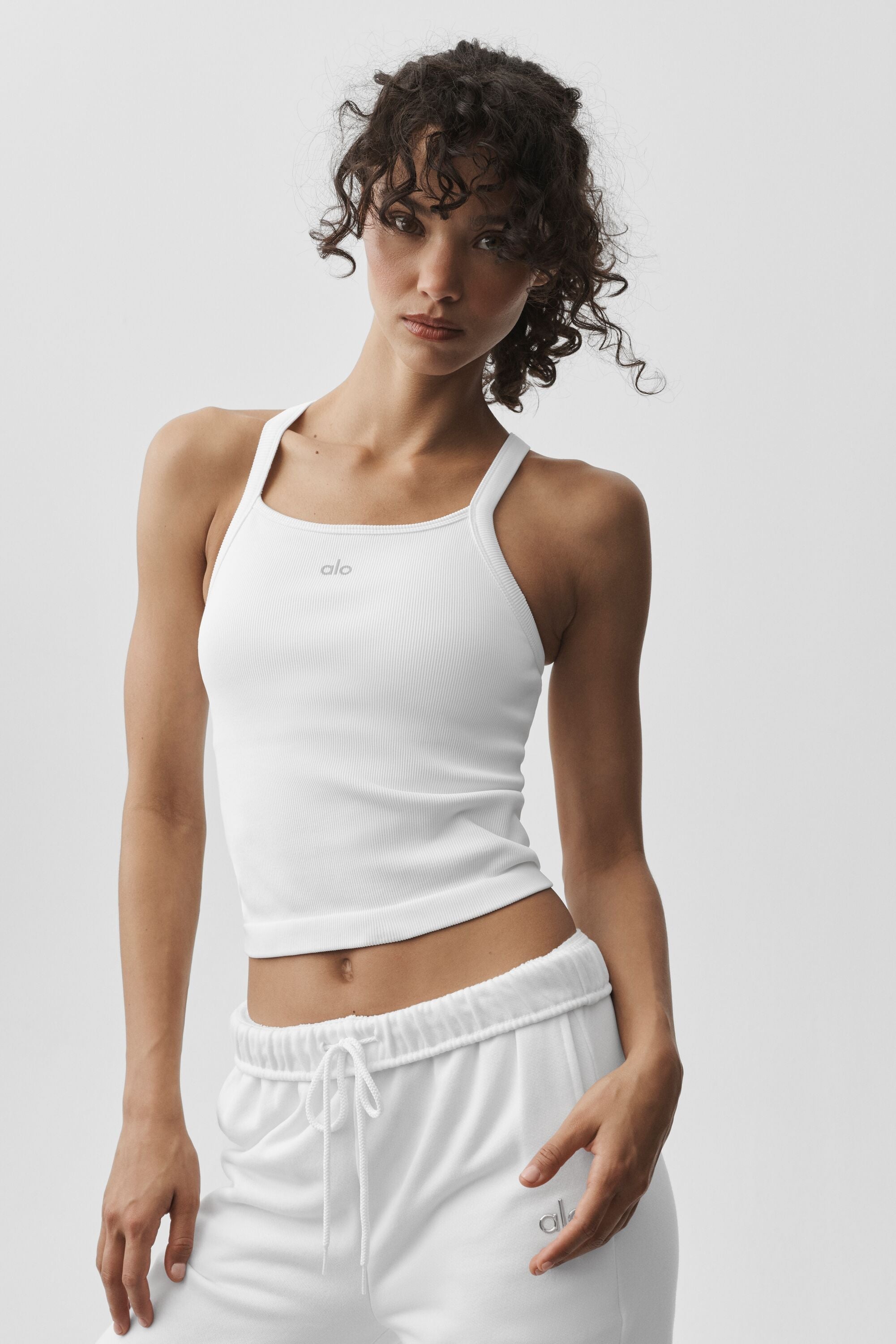 alo Seamless Ribbed Favorite Bra Tank - White