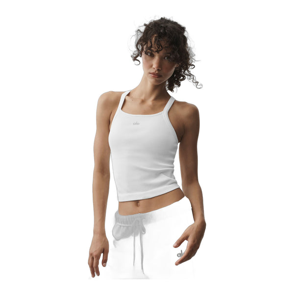 alo Seamless Ribbed Favorite Full Length Bra Tank - White