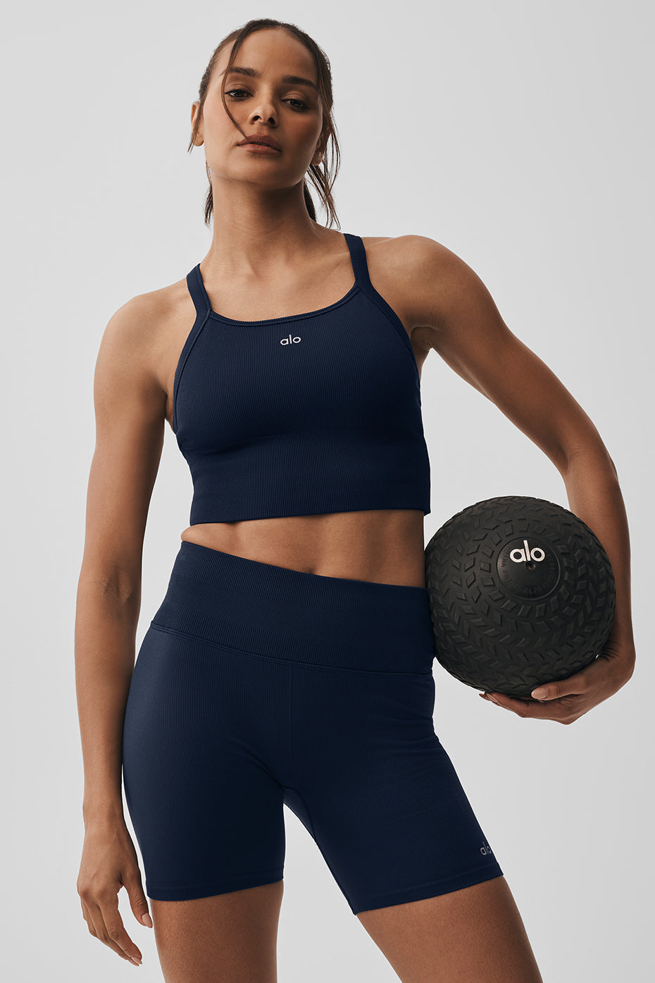 alo Seamless Ribbed Favorite Bra Tank - Navy