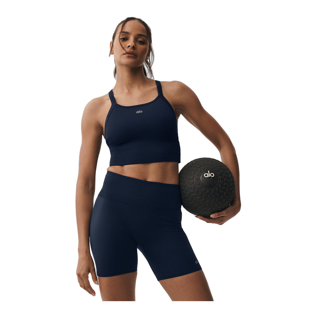 alo Seamless Ribbed Favorite Bra Tank - Navy