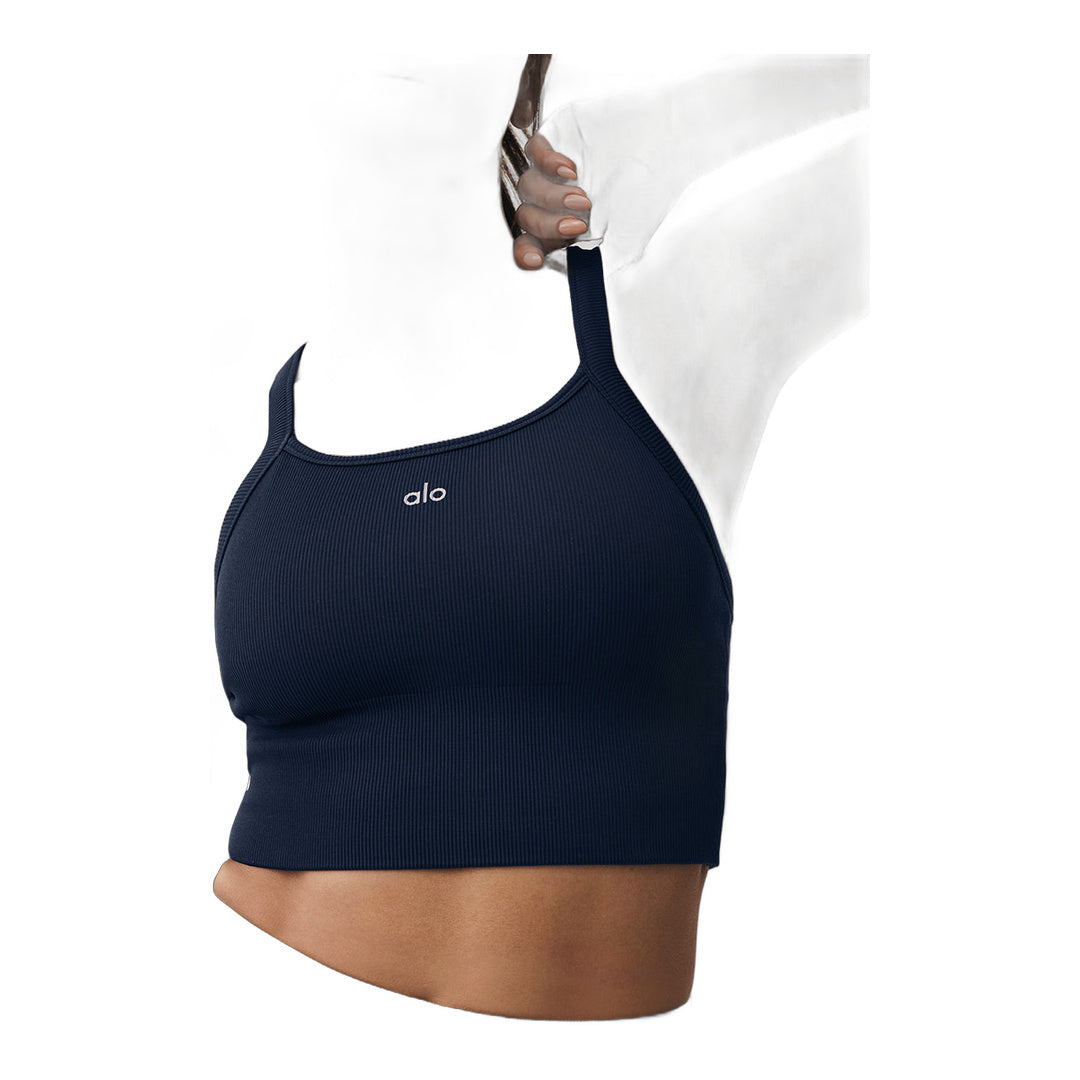 alo Seamless Ribbed Favorite Bra Tank - Navy