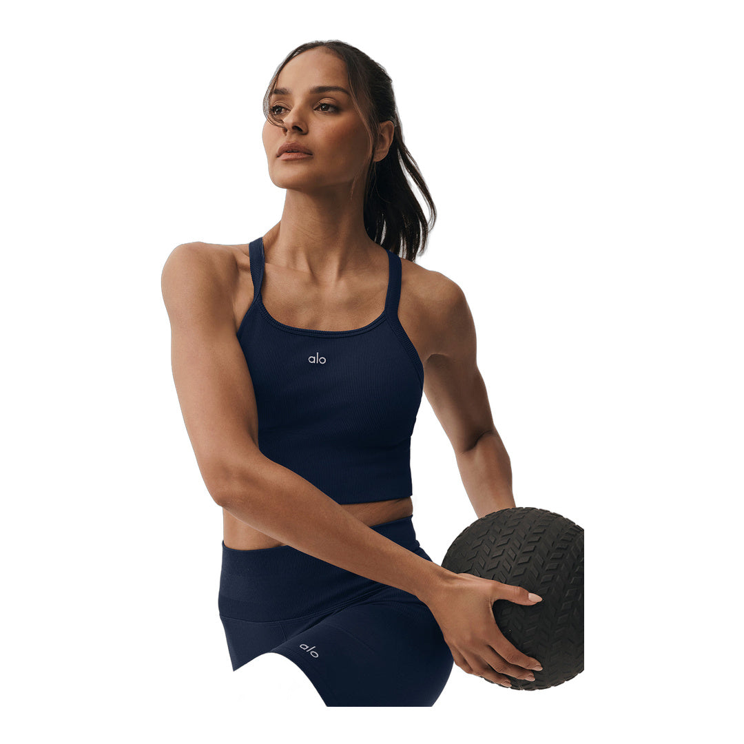 alo Seamless Ribbed Favorite Bra Tank - Navy